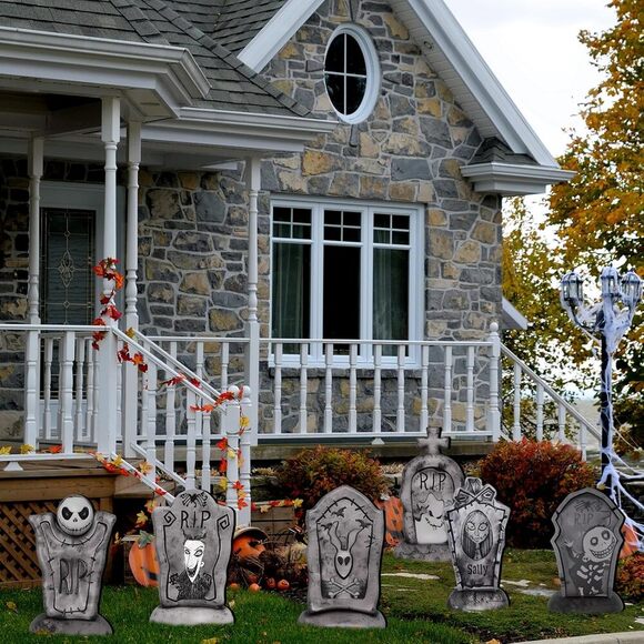 Halloween Tombstone Yard Signs 17 Inch Graveyard Decorations with Stakes 6 Pack - Picture 7 of 7